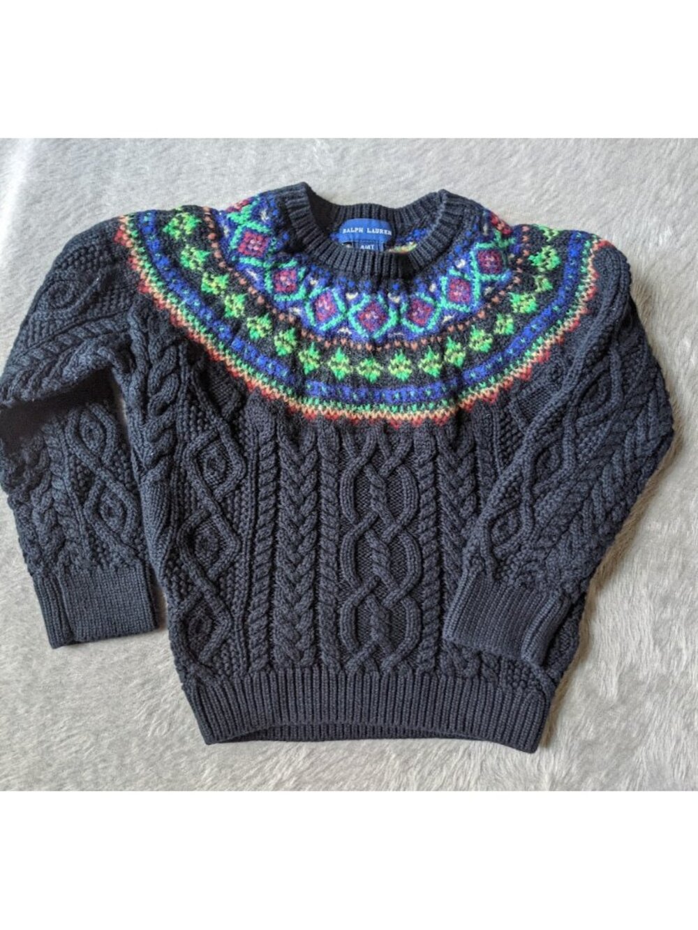 Polo Ralph Lauren Toddler Blk Blue Green Red Fair Isle Knit Pullover Sweater 4T